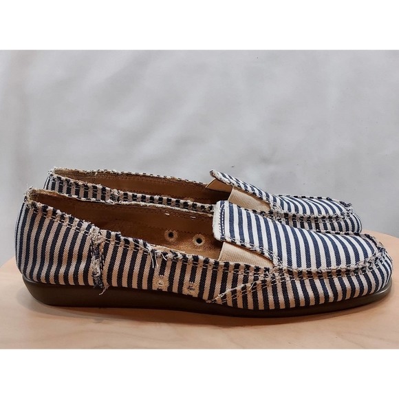 AEROSOLES Blue and White Striped Loafers - Picture 3 of 11